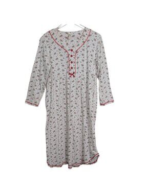 La Cera Holly Midi Nightgown Womens Size Large White Christmas Knit Cottage